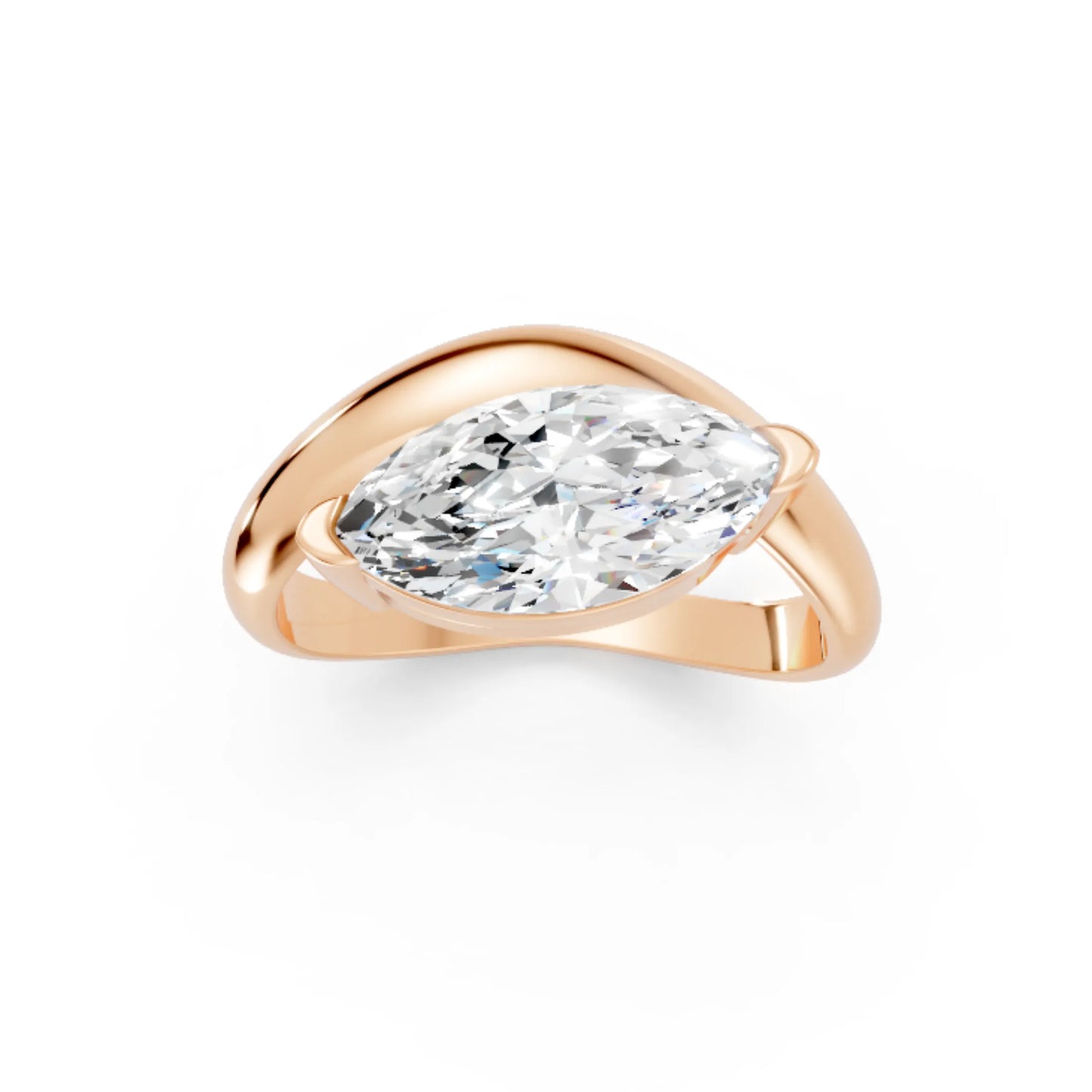 14K Gold Marquise Cut Diamond Cloud Engagement Ring