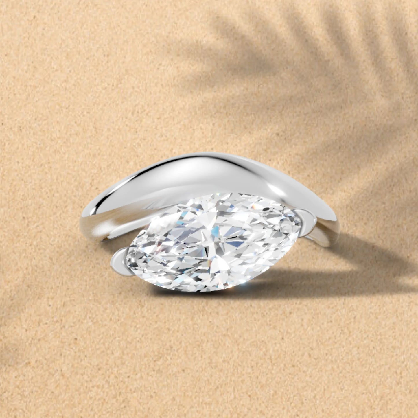 14K Gold Marquise Cut Diamond Cloud Engagement Ring
