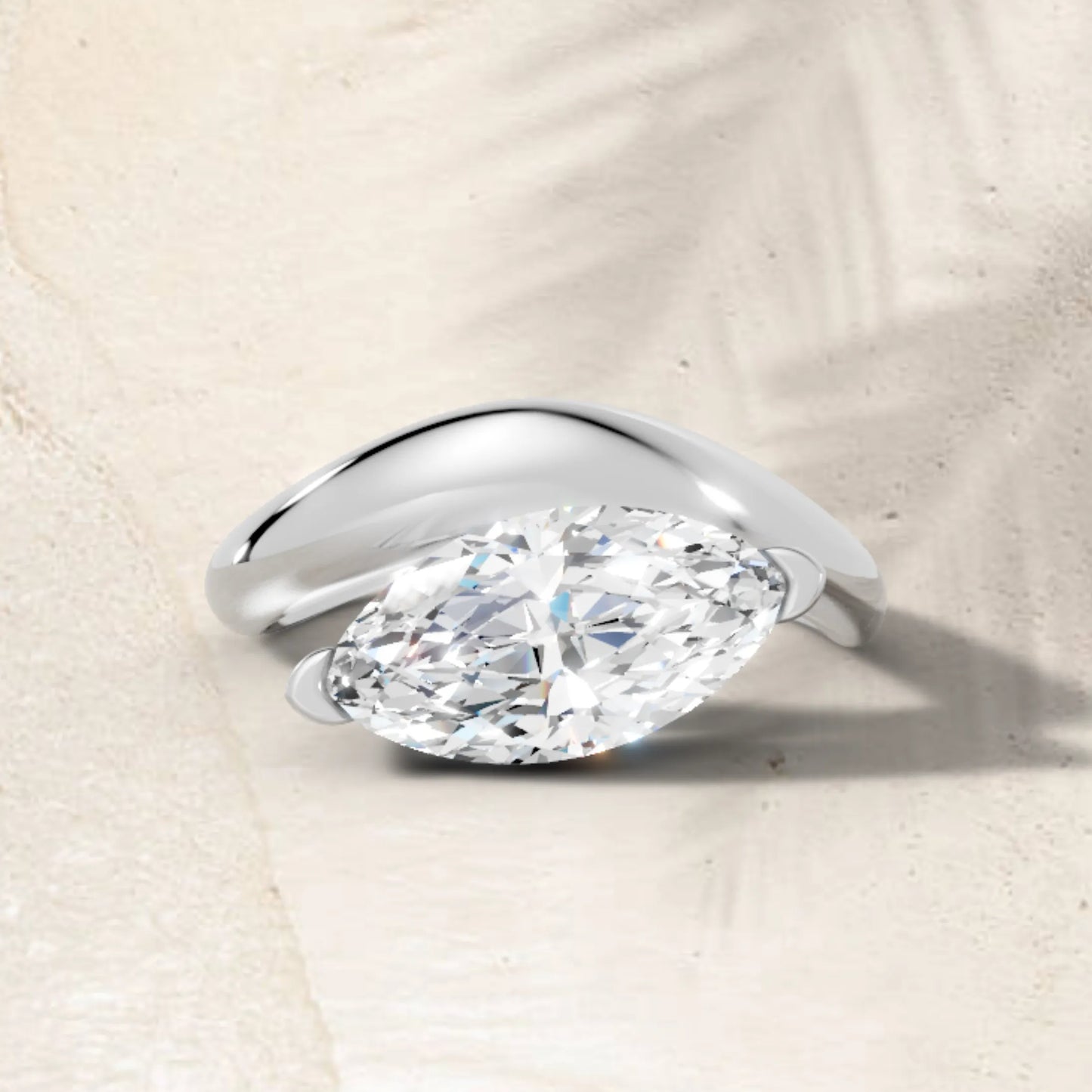 14K Gold Marquise Cut Diamond Cloud Engagement Ring
