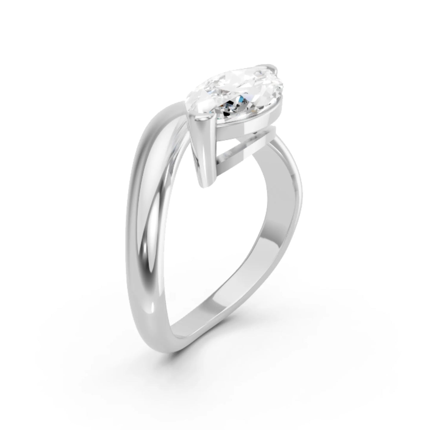 14K Gold Marquise Cut Diamond Cloud Engagement Ring