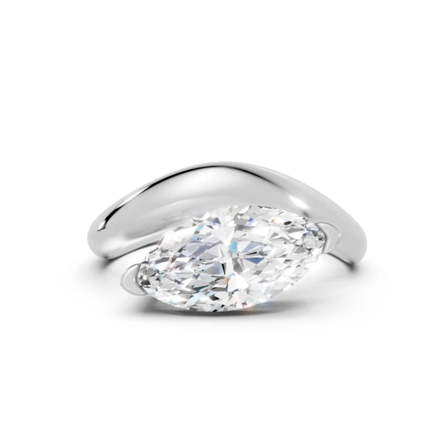 14K Gold Marquise Cut Diamond Cloud Engagement Ring
