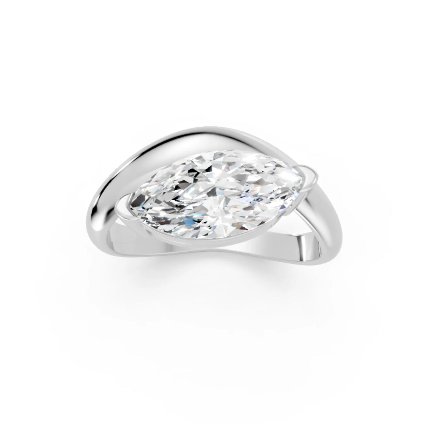 14K Gold Marquise Cut Diamond Cloud Engagement Ring