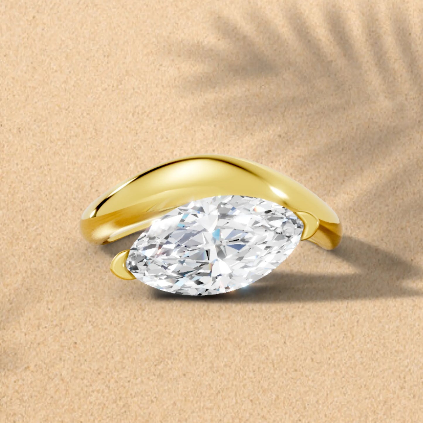 14K Gold Marquise Cut Diamond Cloud Engagement Ring