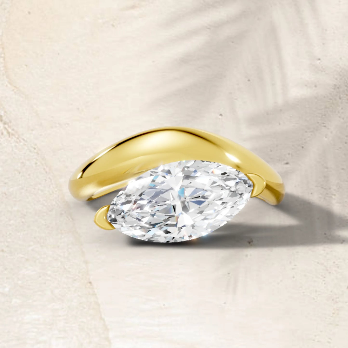 14K Gold Marquise Cut Diamond Cloud Engagement Ring