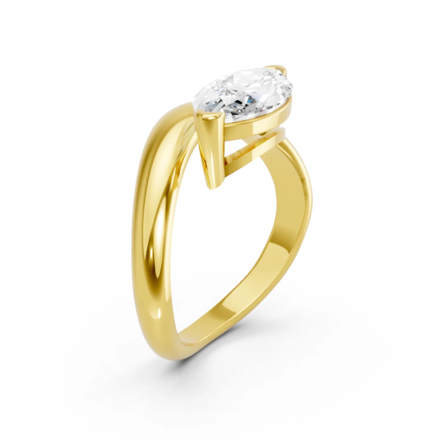 14K Gold Marquise Cut Diamond Cloud Engagement Ring