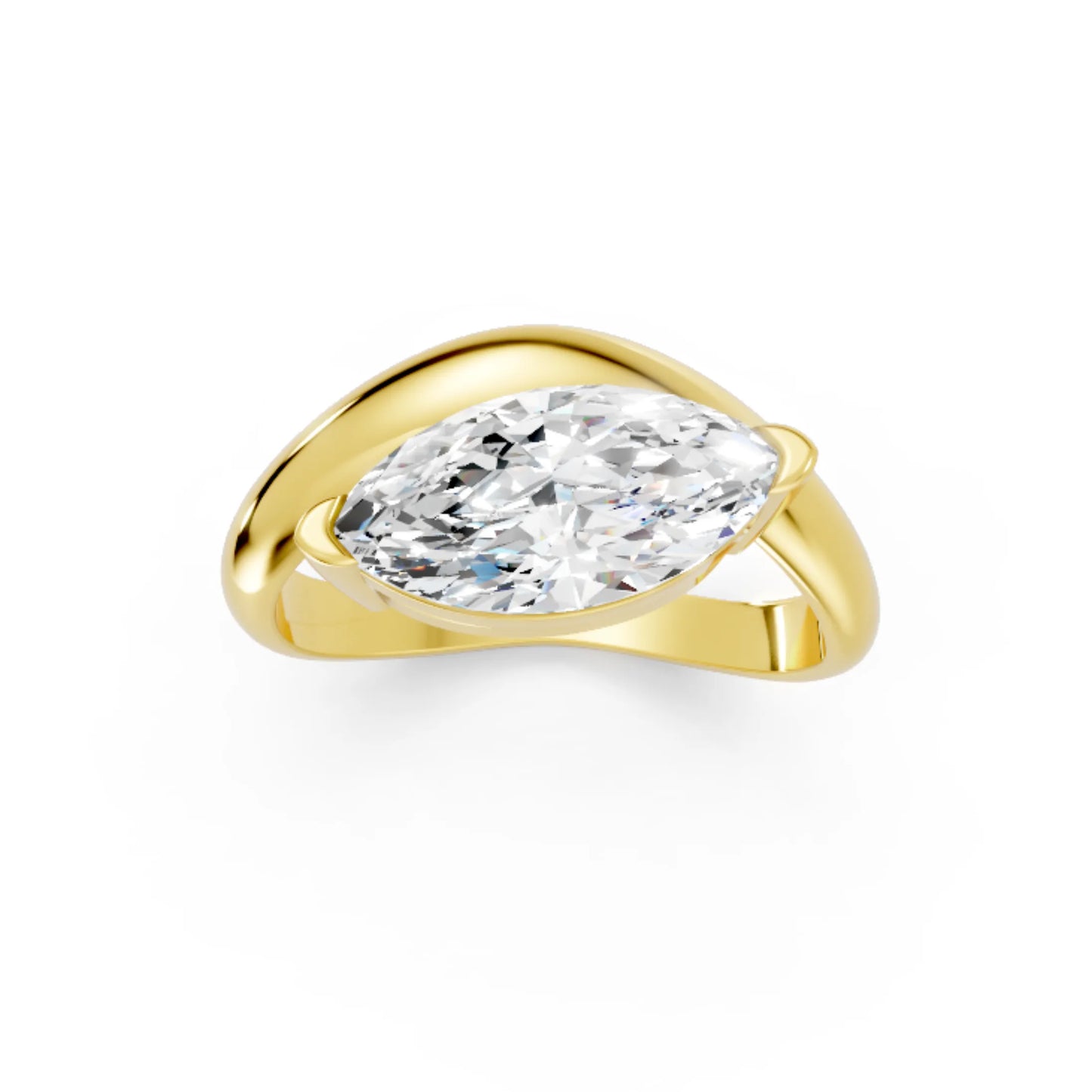 14K Gold Marquise Cut Diamond Cloud Engagement Ring
