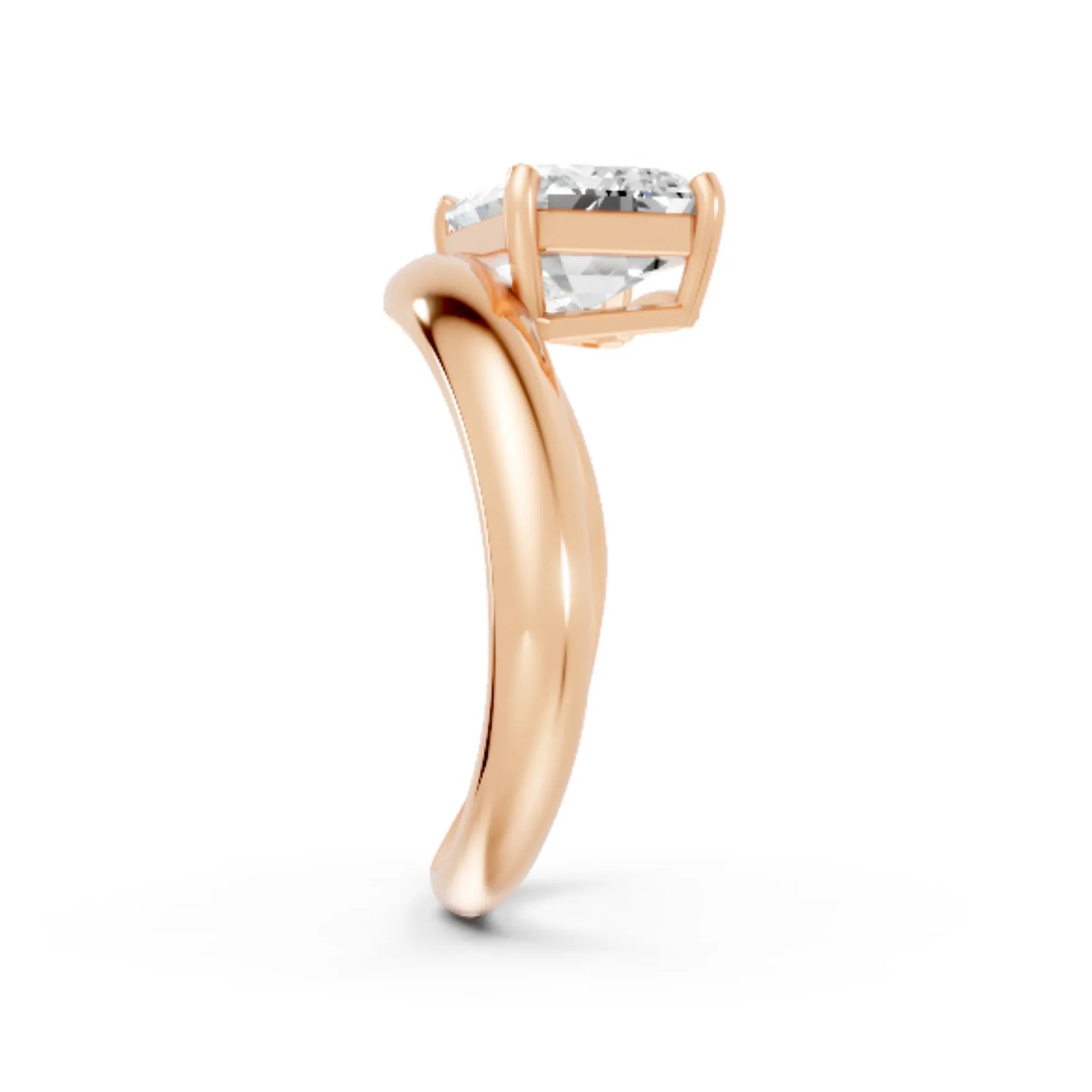 14K Gold Emerald Cut Diamond Cloud Engagement Ring