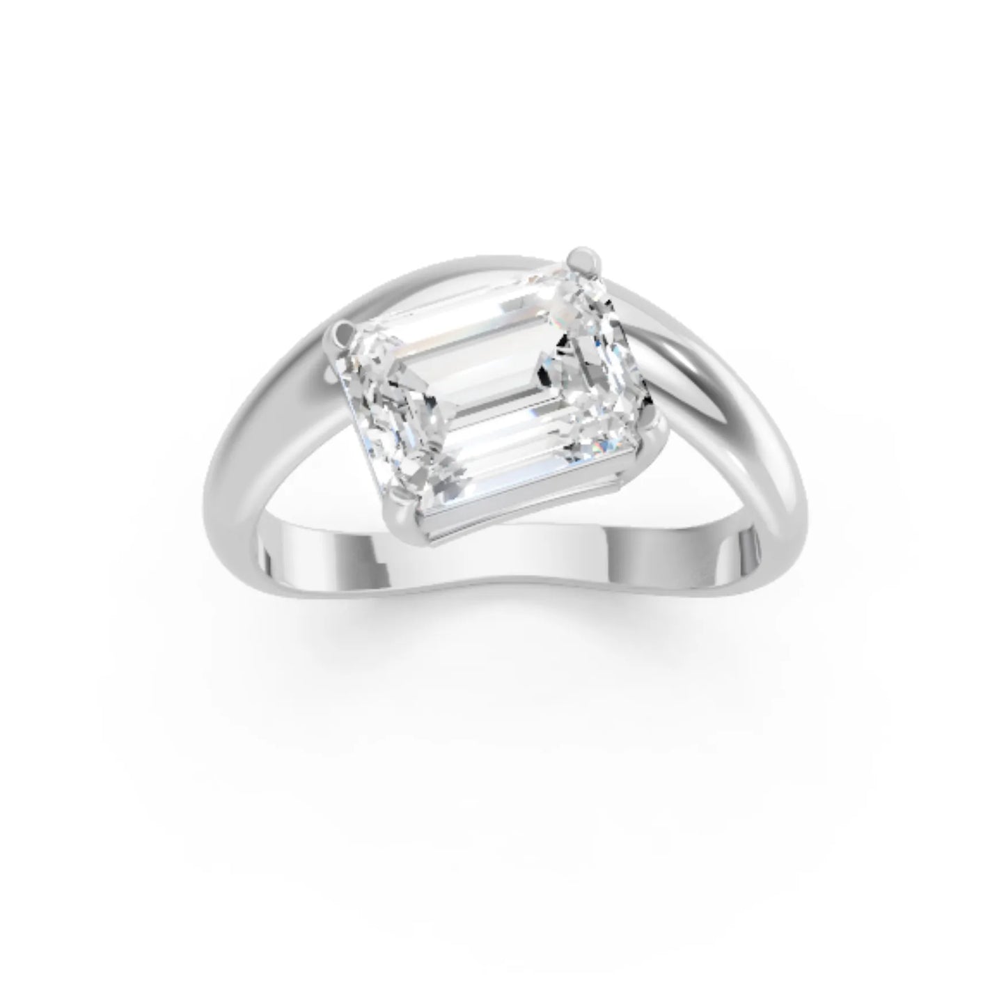 14K Gold Emerald Cut Diamond Cloud Engagement Ring