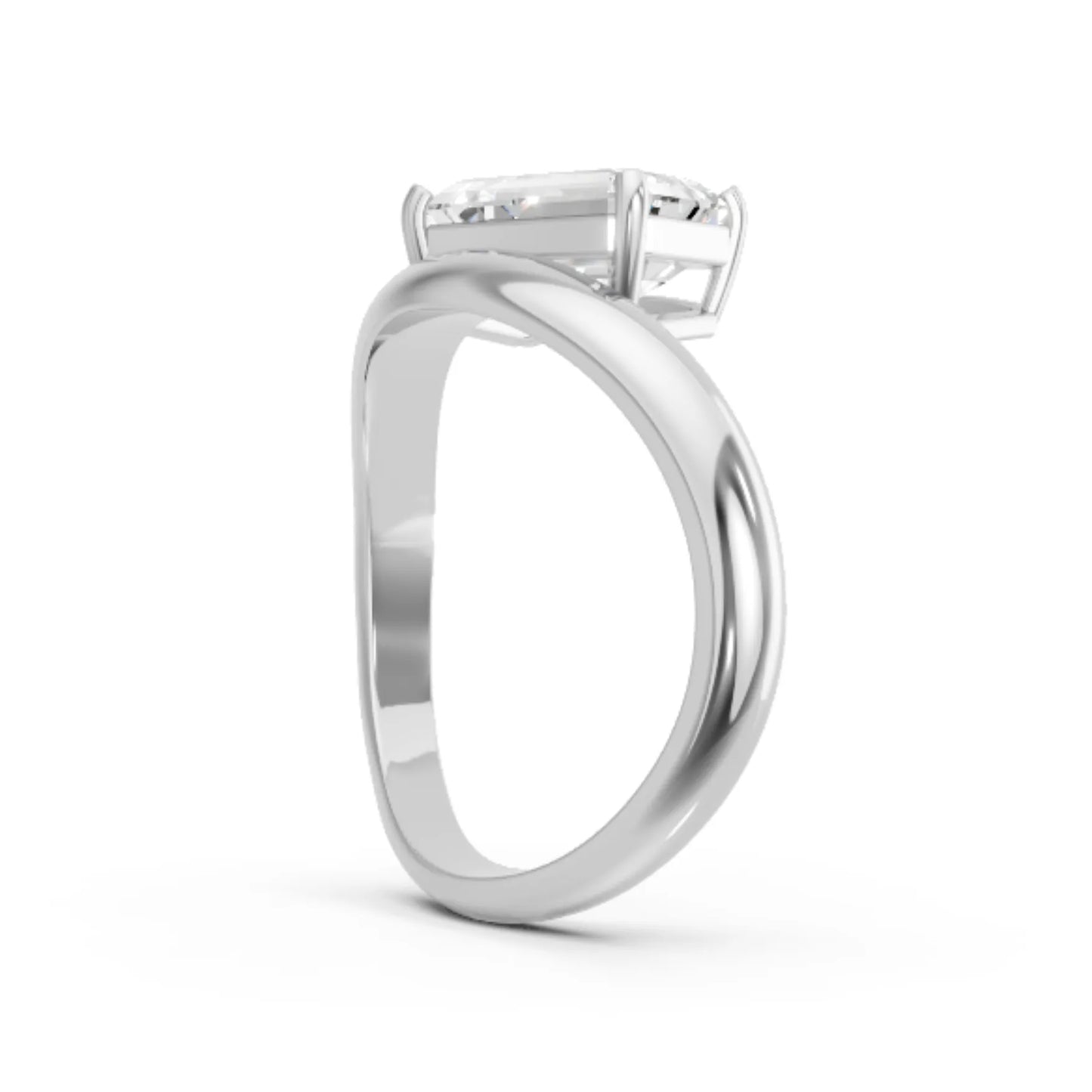 14K Gold Emerald Cut Diamond Cloud Engagement Ring