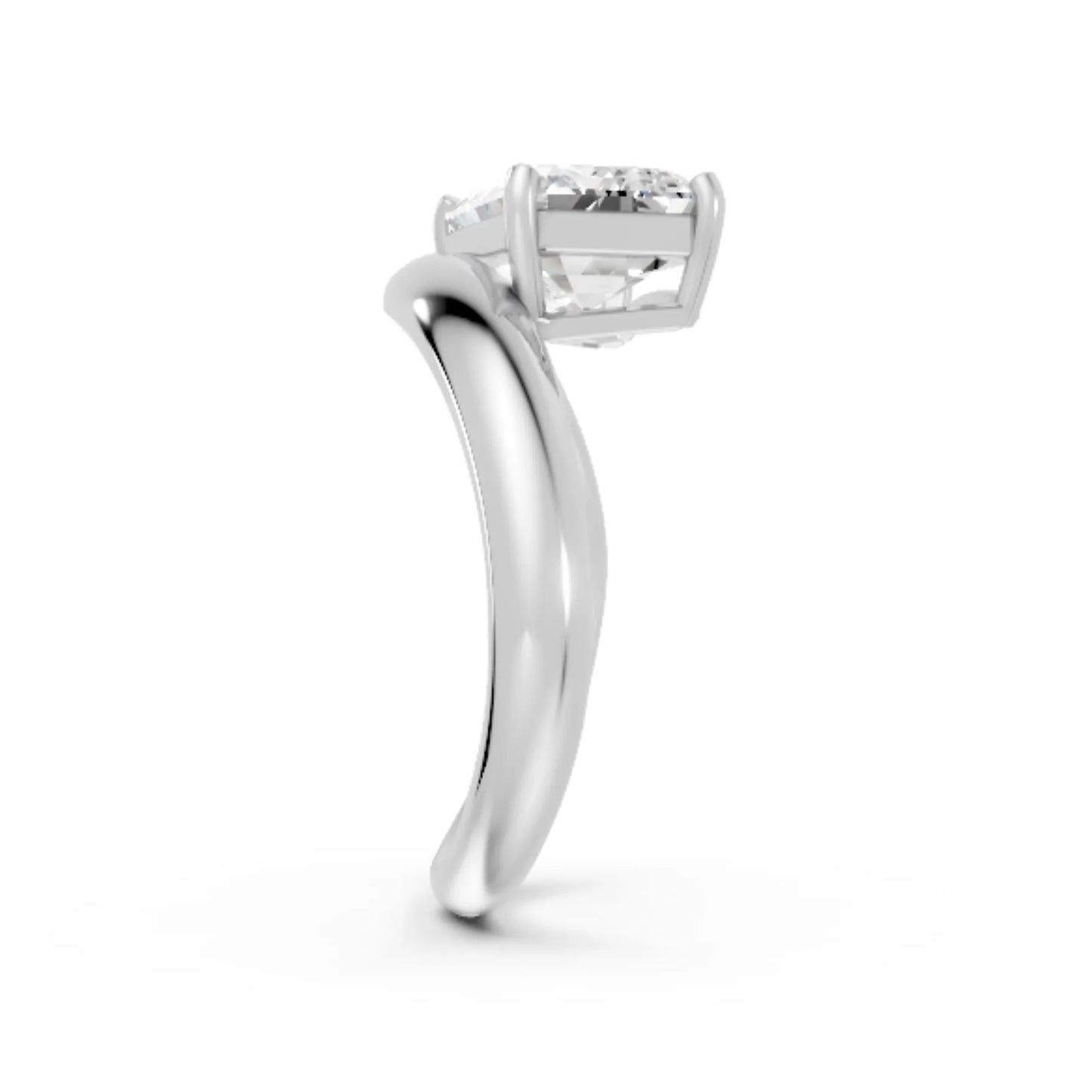 14K Gold Emerald Cut Diamond Cloud Engagement Ring