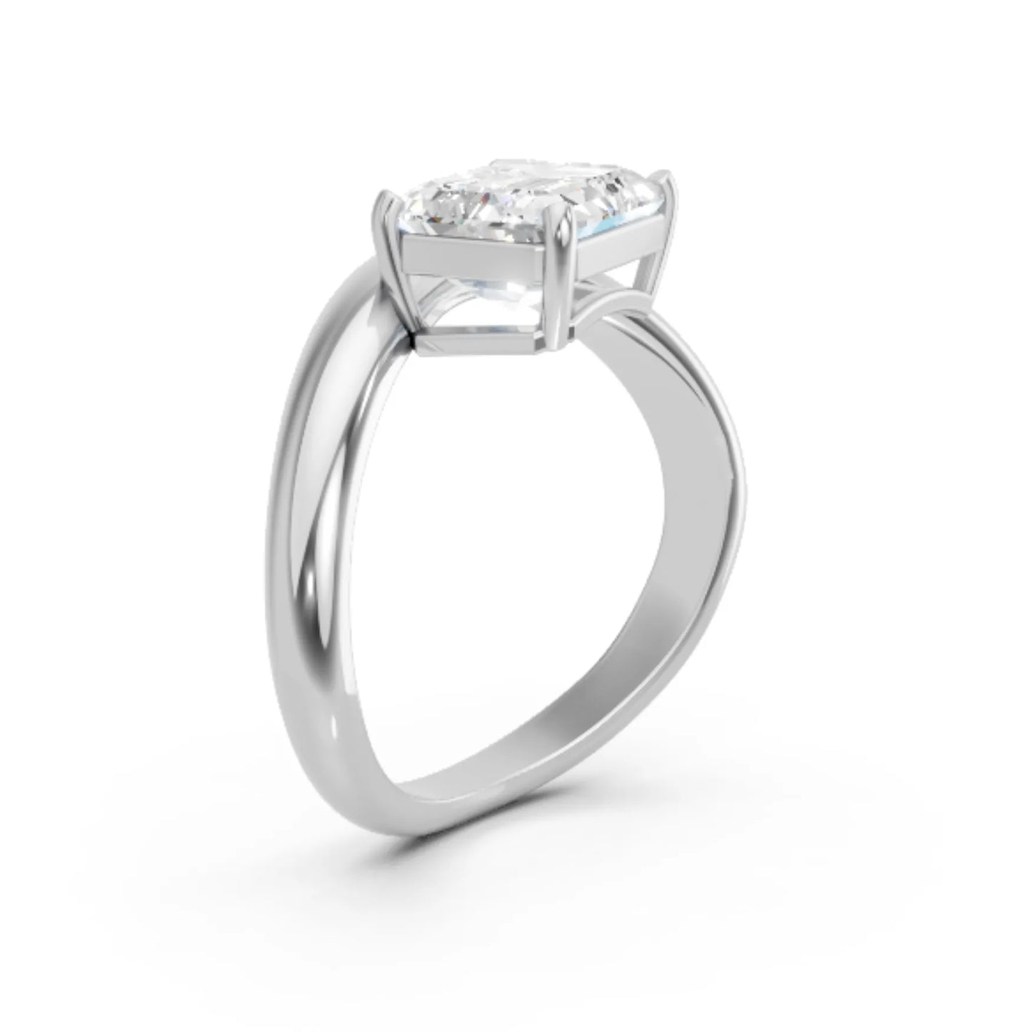 14K Gold Emerald Cut Diamond Cloud Engagement Ring