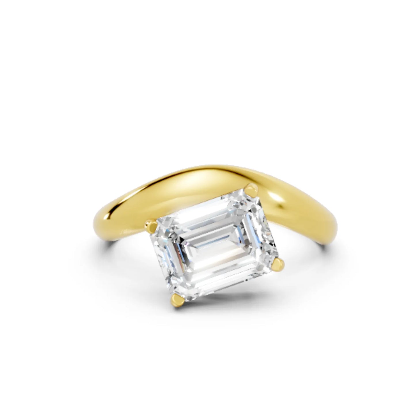 14K Gold Emerald Cut Diamond Cloud Engagement Ring