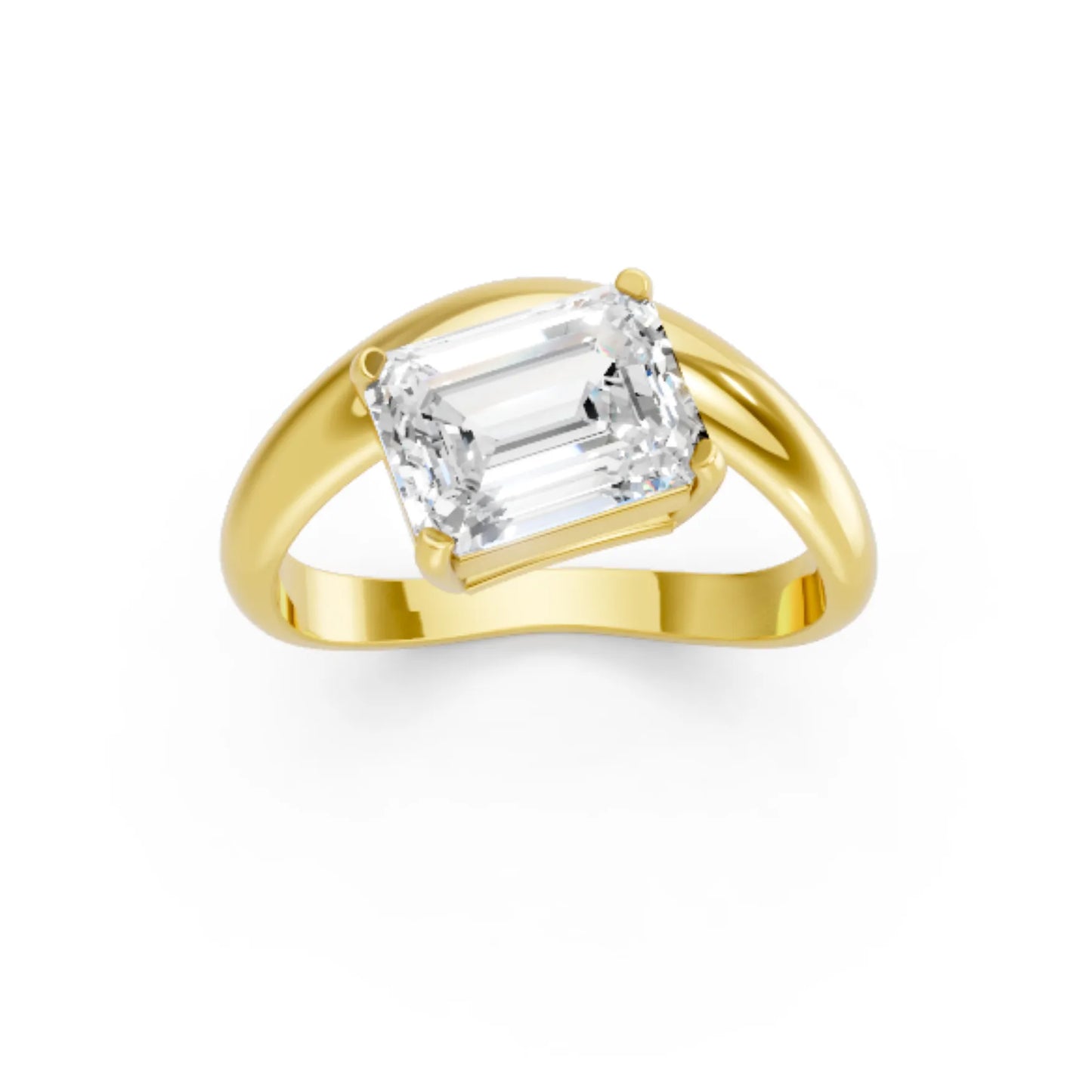 14K Gold Emerald Cut Diamond Cloud Engagement Ring