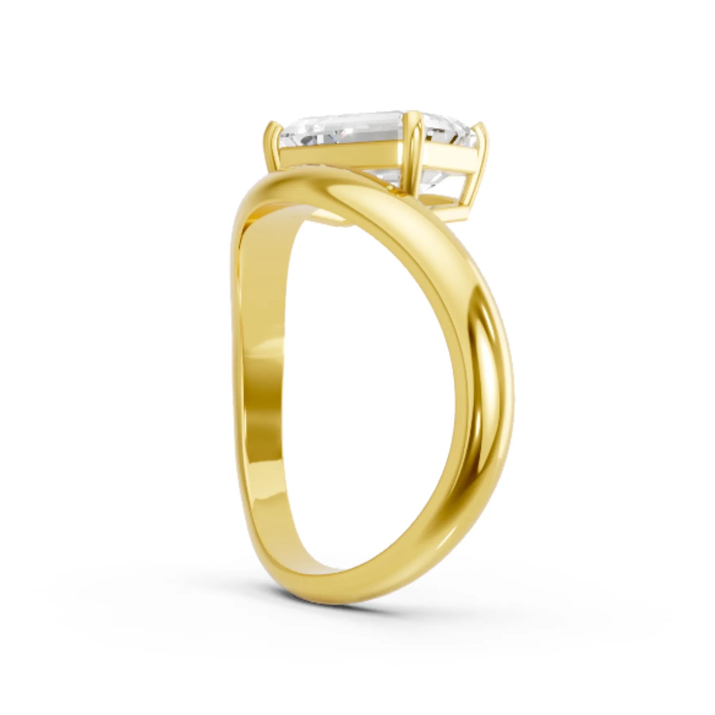 14K Gold Emerald Cut Diamond Cloud Engagement Ring