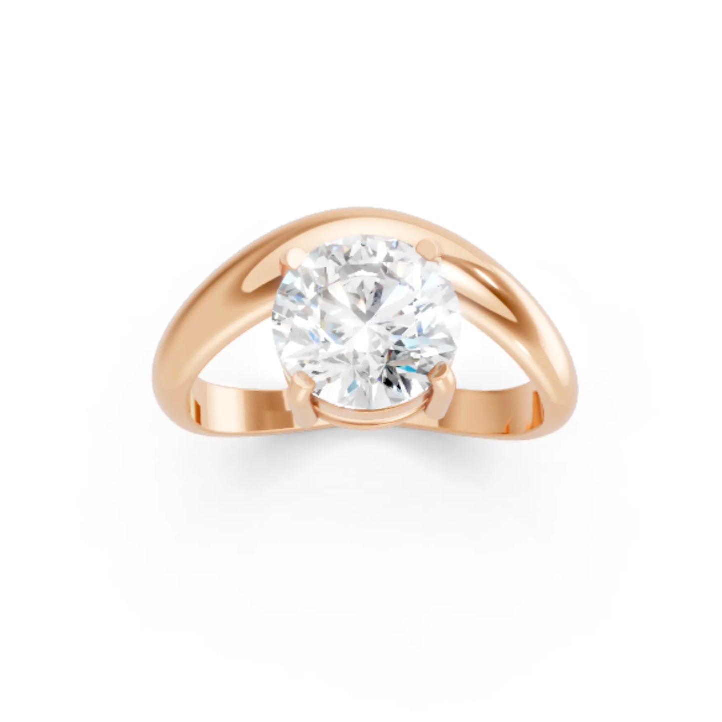 14K Gold Round Cut Diamond Cloud Engagement Ring