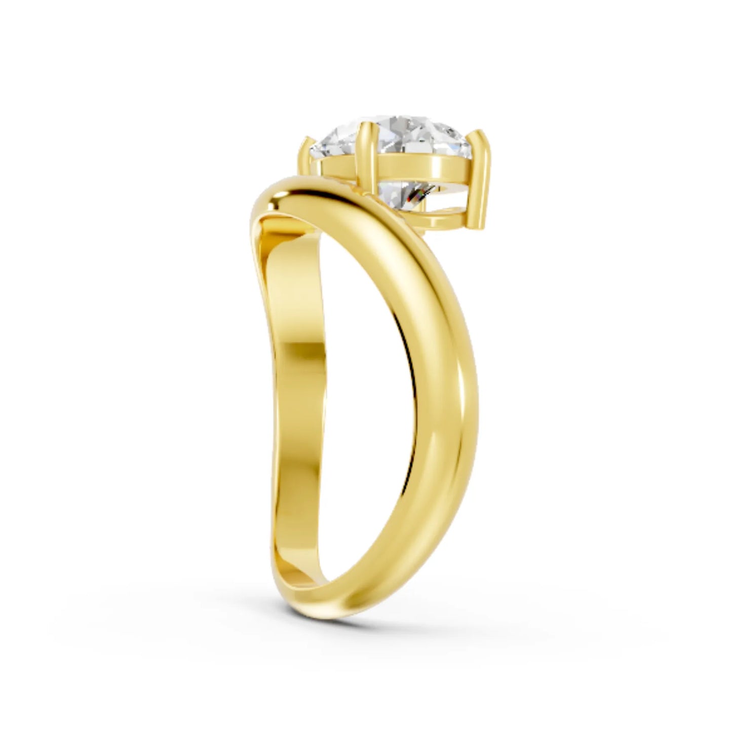 14K Gold Round Cut Diamond Cloud Engagement Ring