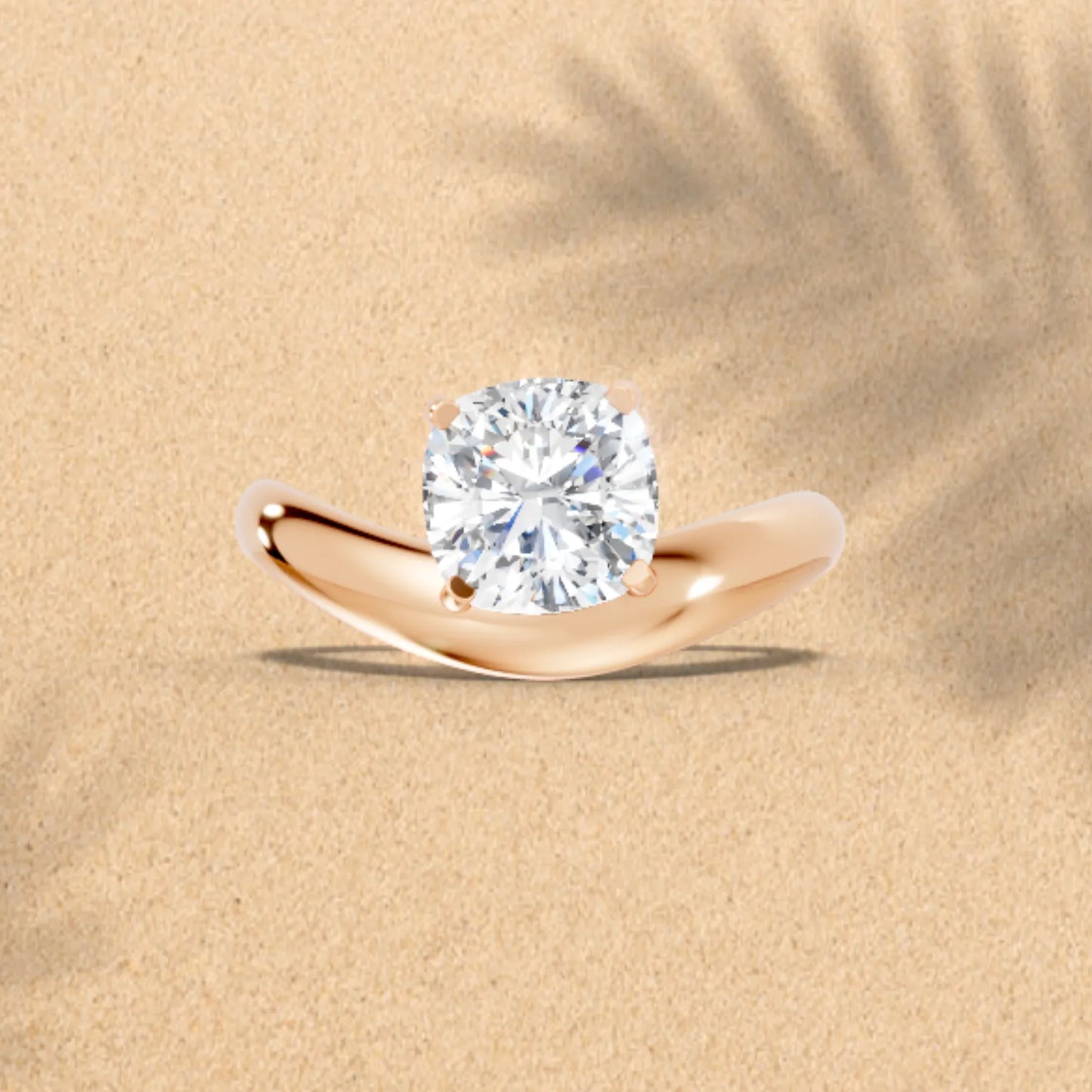 14K Gold Cushion Cut Diamond Cloud Engagement Ring