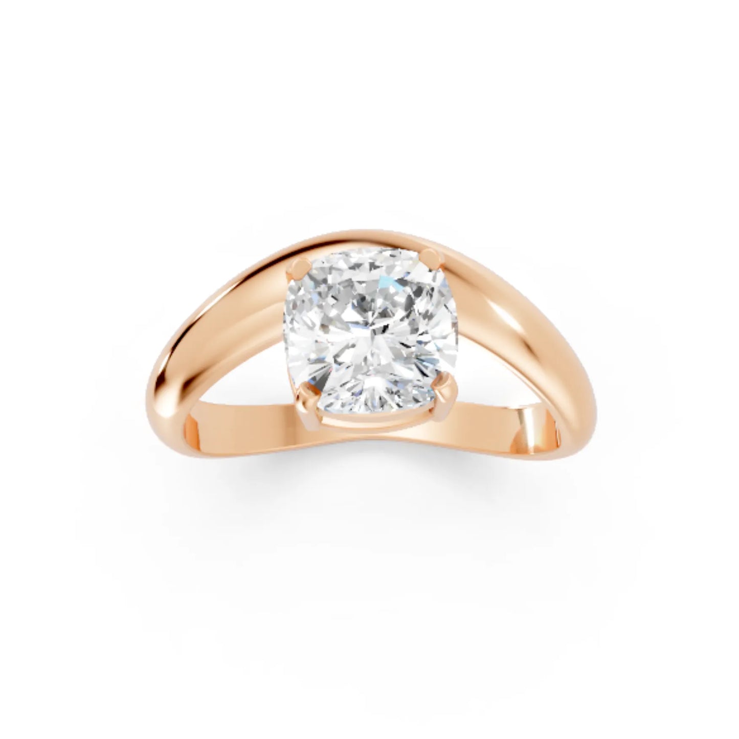 14K Gold Cushion Cut Diamond Cloud Engagement Ring