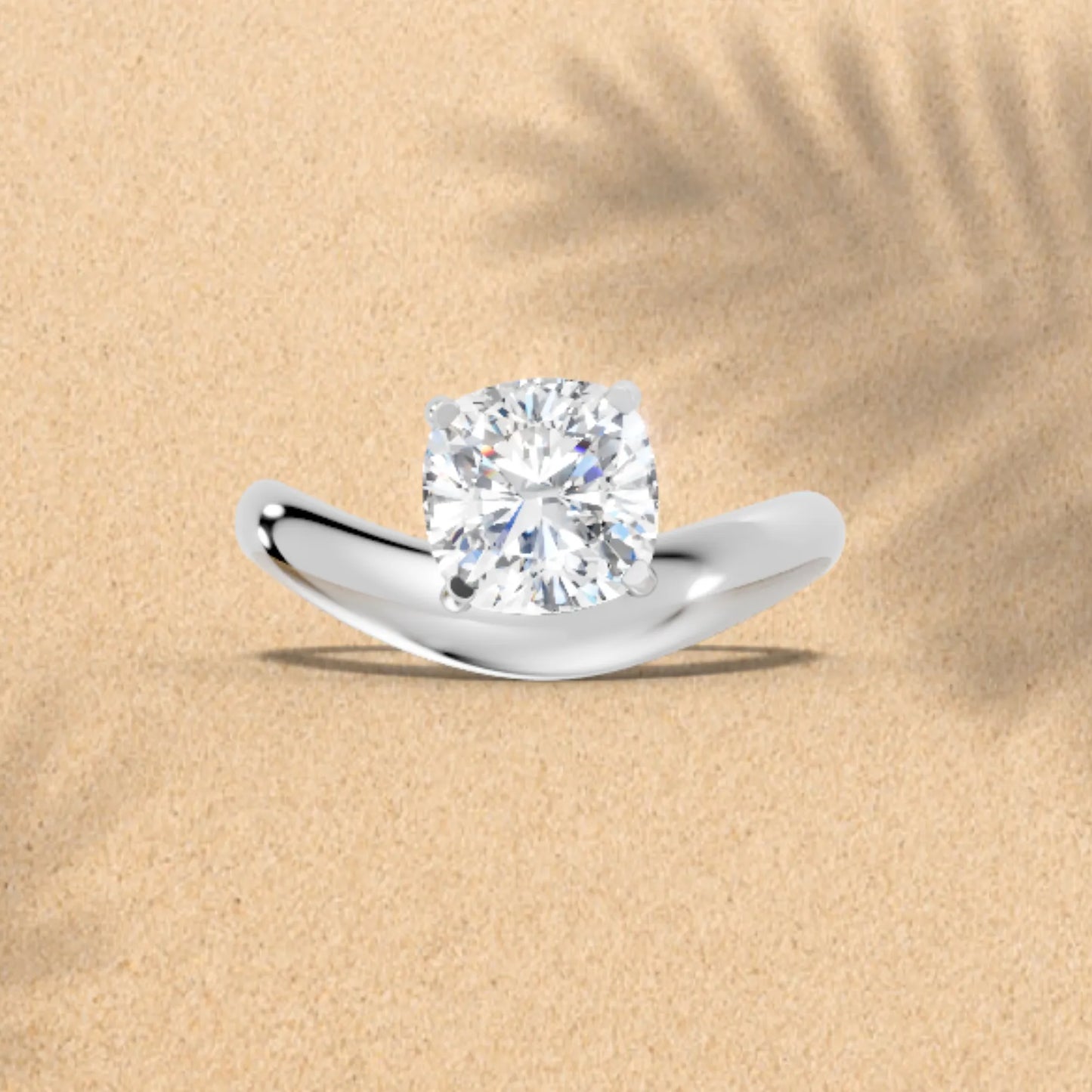14K Gold Cushion Cut Diamond Cloud Engagement Ring
