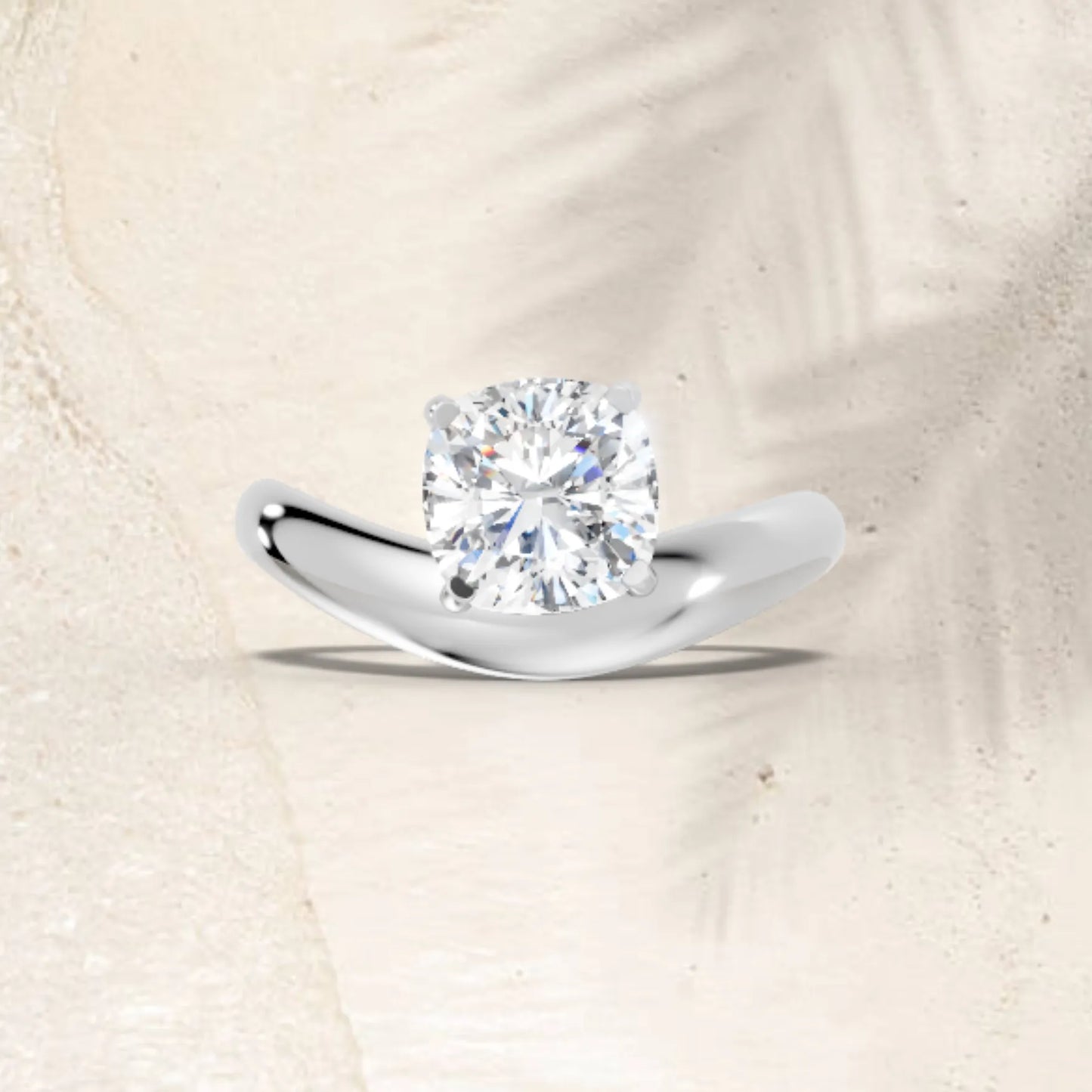 14K Gold Cushion Cut Diamond Cloud Engagement Ring
