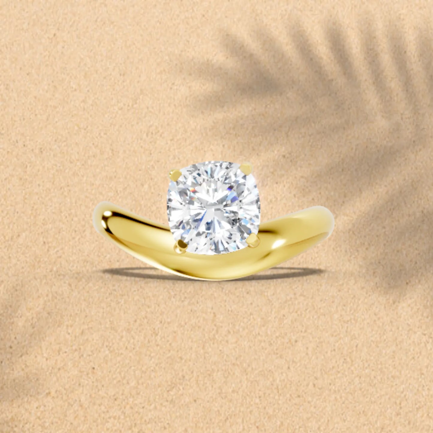 14K Gold Cushion Cut Diamond Cloud Engagement Ring