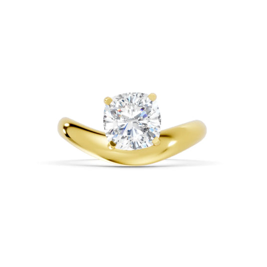 14K Gold Cushion Cut Diamond Cloud Engagement Ring