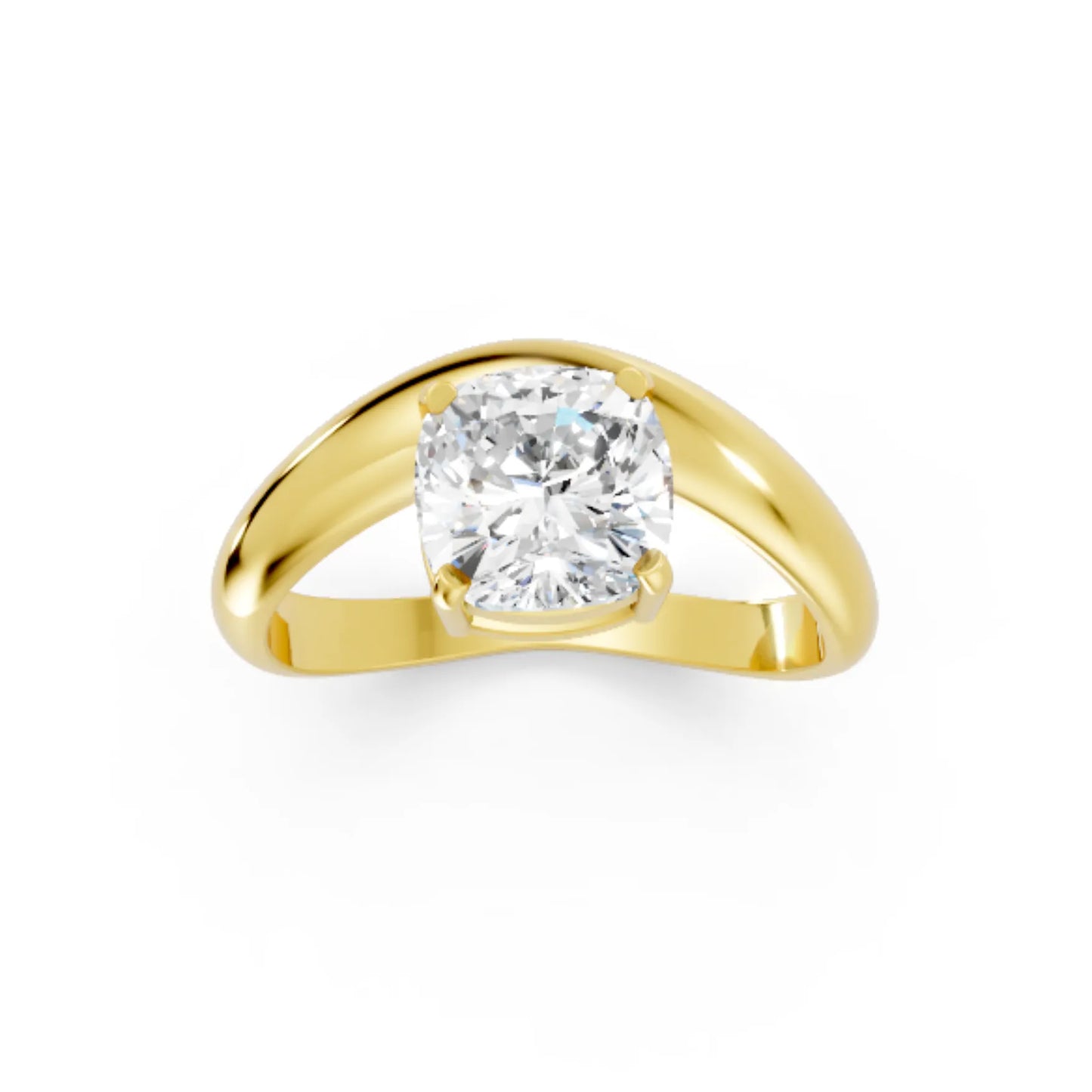 14K Gold Cushion Cut Diamond Cloud Engagement Ring