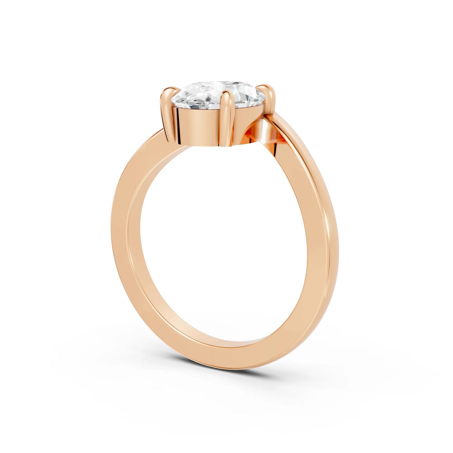 14K Gold Oval Cut Diamond V Shape Engagement Ring