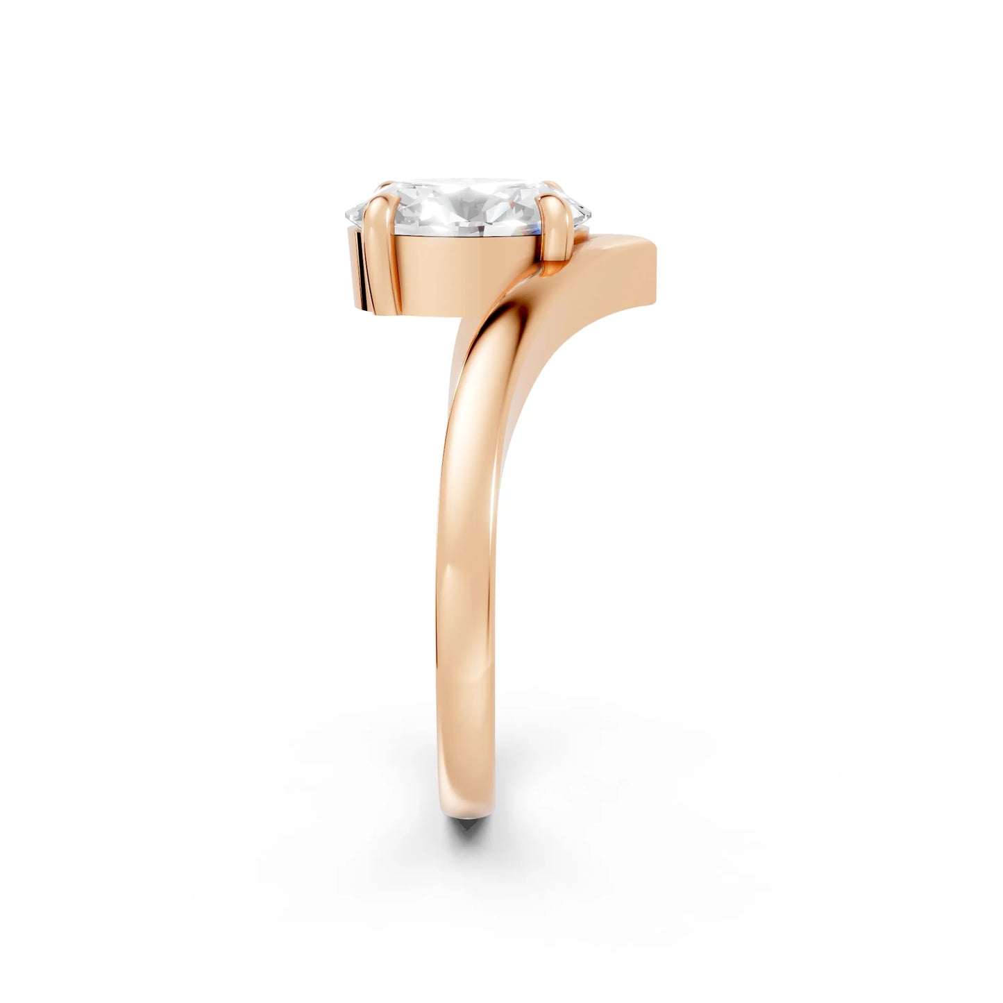 14K Gold Oval Cut Diamond V Shape Engagement Ring