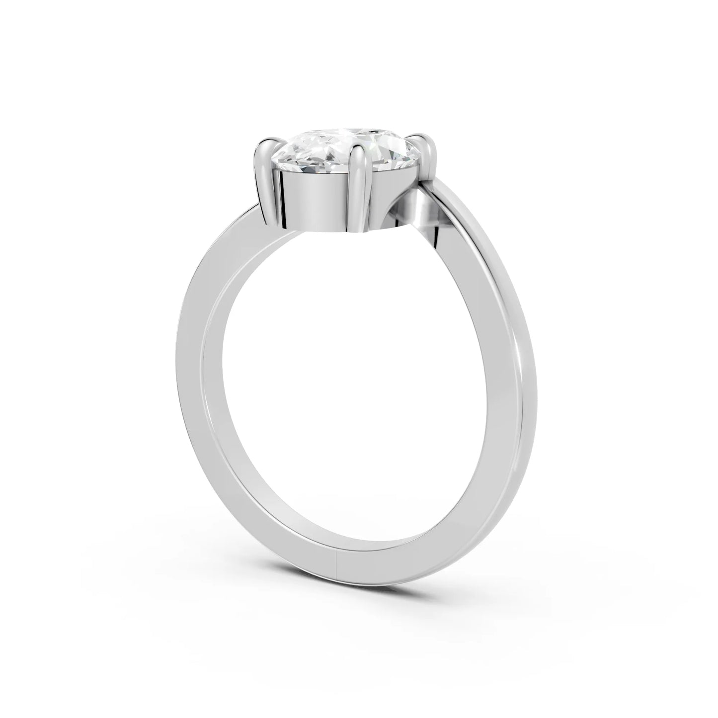 14K Gold Oval Cut Diamond V Shape Engagement Ring