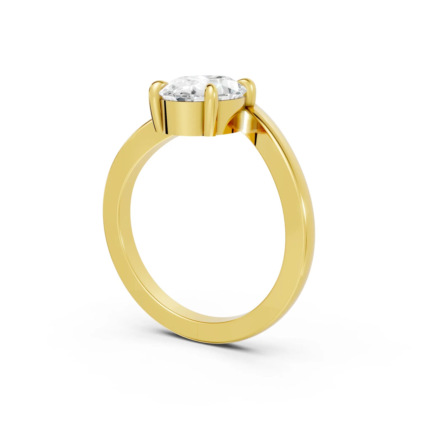 14K Gold Oval Cut Diamond V Shape Engagement Ring