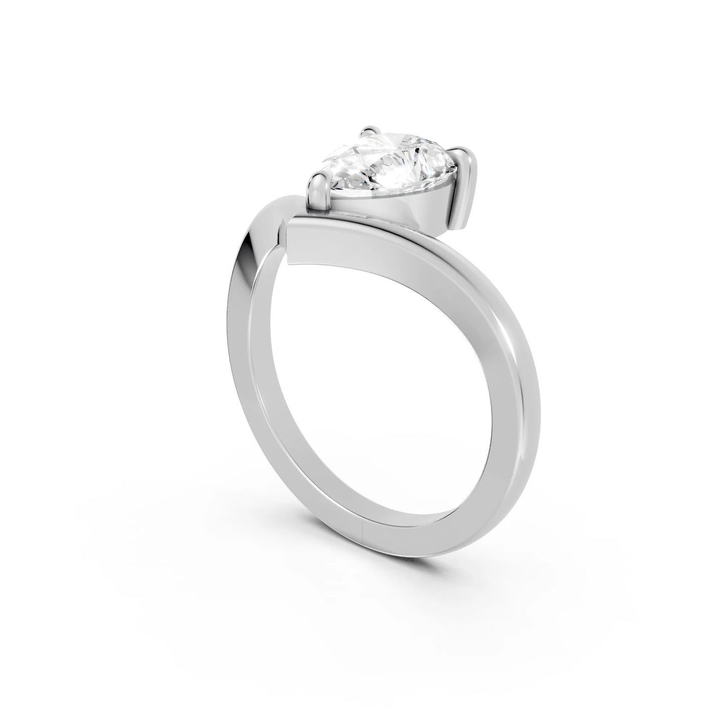 14K Gold Pear Cut Diamond V Shape Engagement Ring