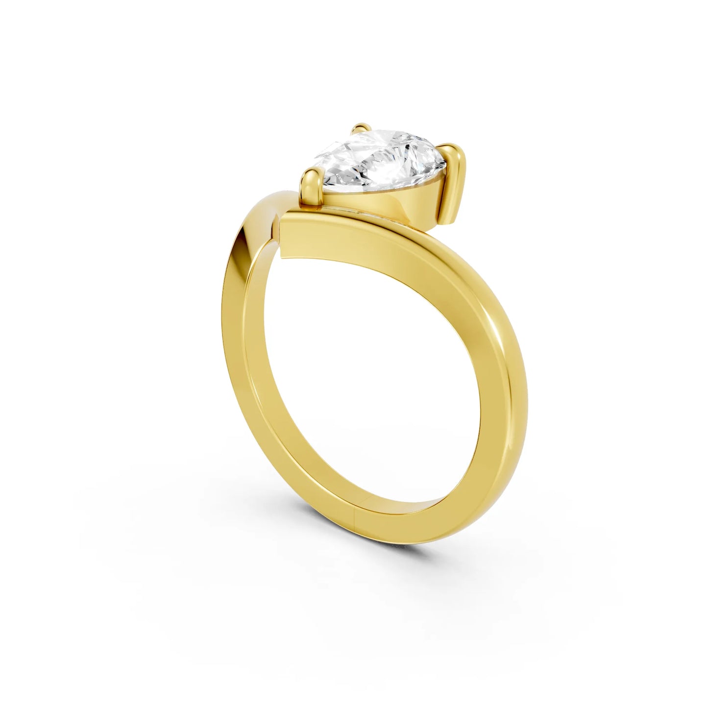 14K Gold Pear Cut Diamond V Shape Engagement Ring
