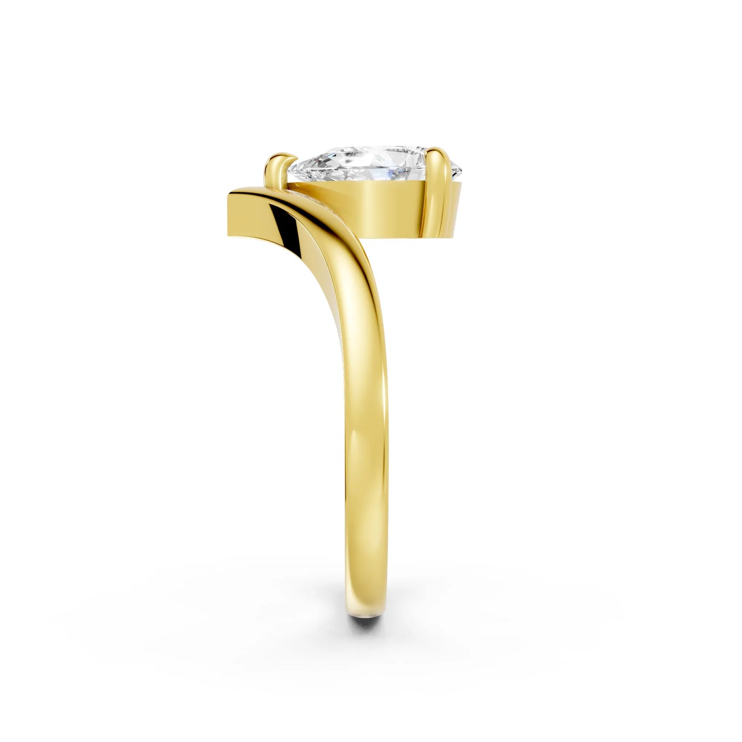 14K Gold Pear Cut Diamond V Shape Engagement Ring