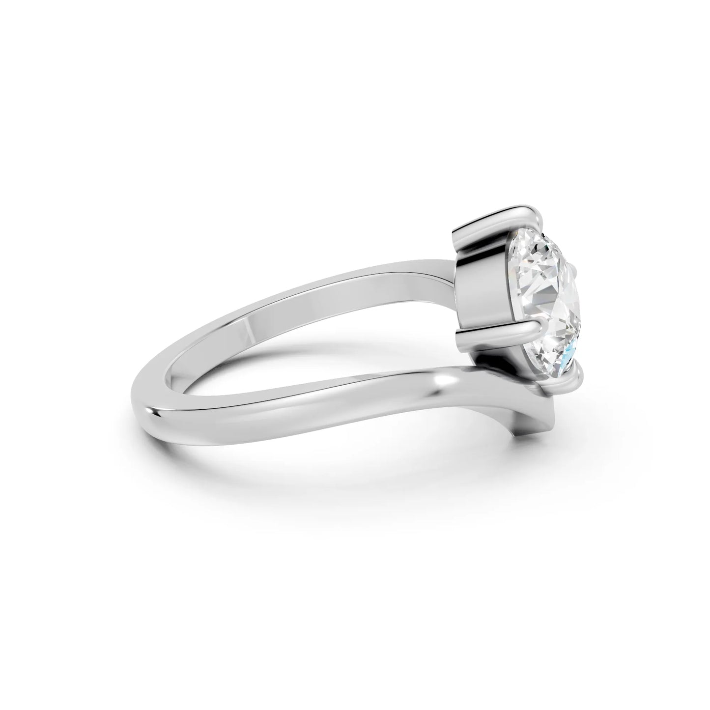 14K Gold Round Cut Diamond V Shape Engagement Ring