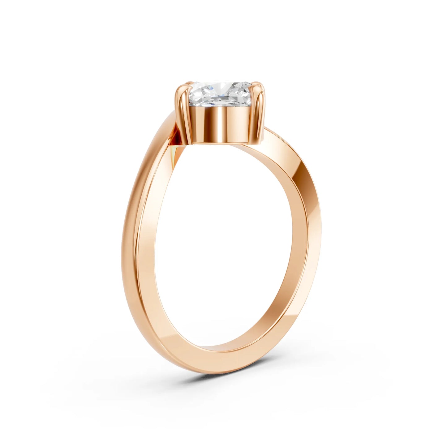 14K Gold Cushion Cut Diamond V Shape Engagement Ring