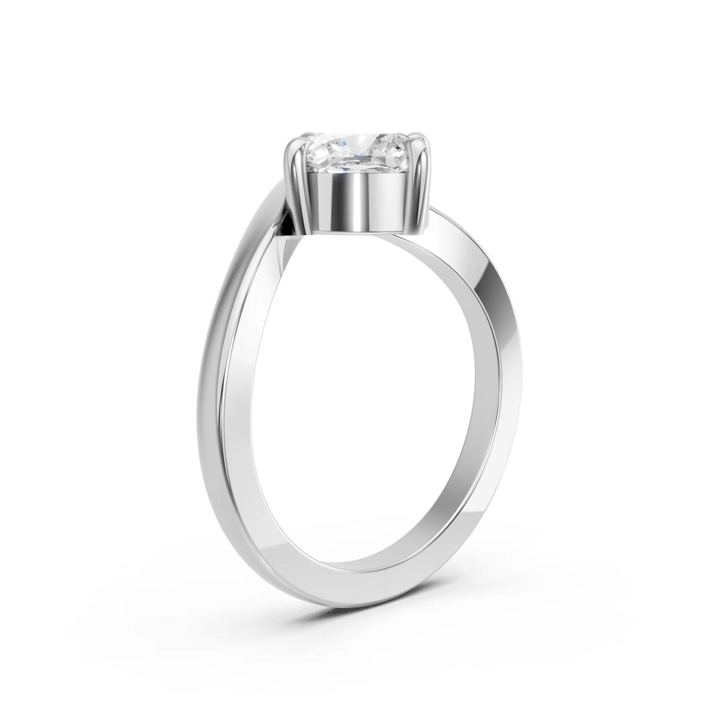 14K Gold Cushion Cut Diamond V Shape Engagement Ring