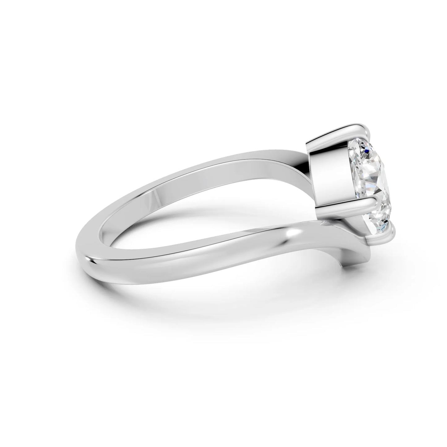 14K Gold Cushion Cut Diamond V Shape Engagement Ring