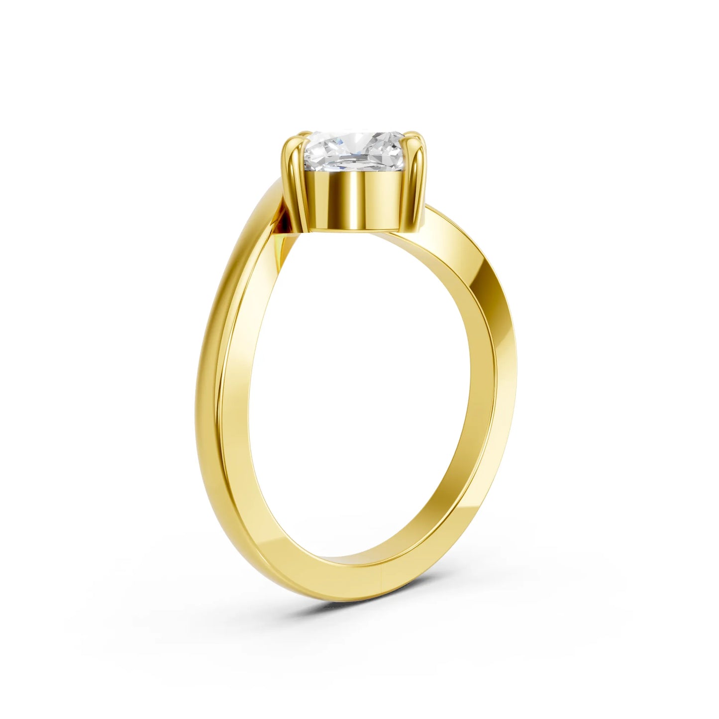 14K Gold Cushion Cut Diamond V Shape Engagement Ring
