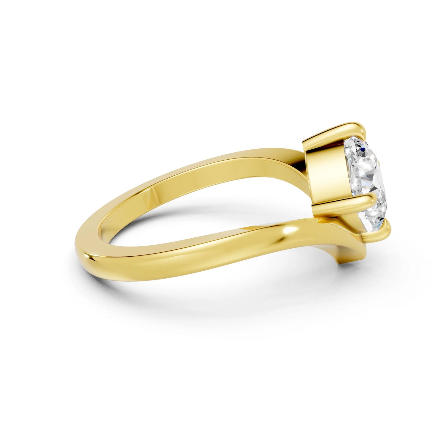 14K Gold Cushion Cut Diamond V Shape Engagement Ring