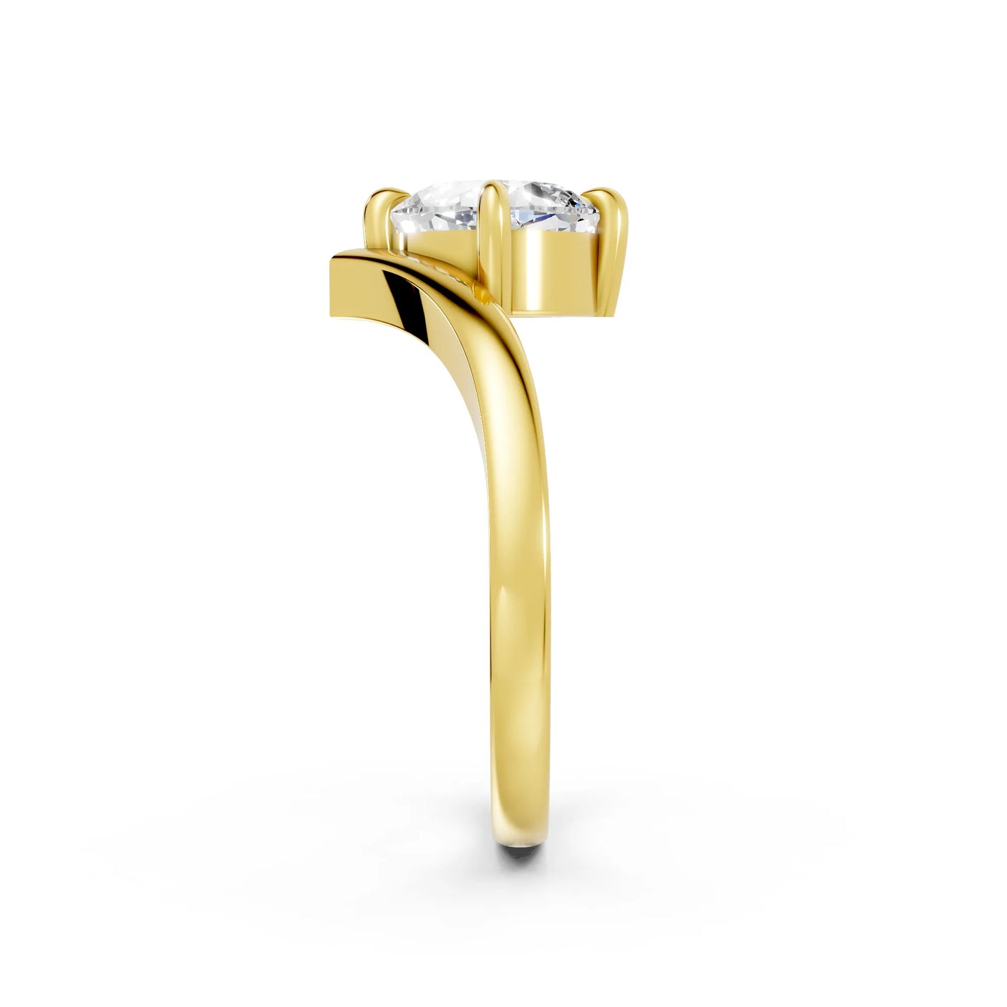 14K Gold Cushion Cut Diamond V Shape Engagement Ring