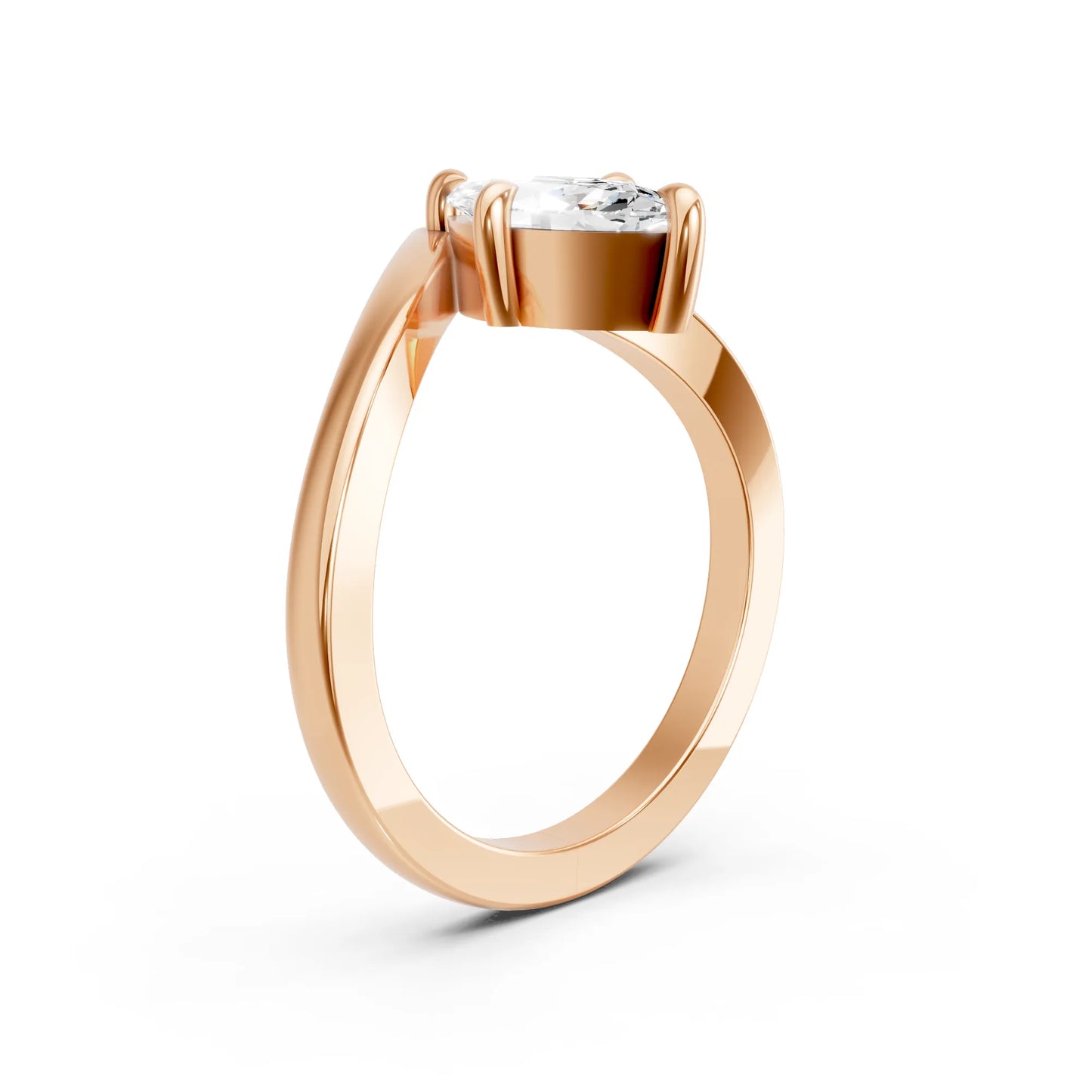 14K Gold Marquise Cut Diamond V Shape Engagement Ring