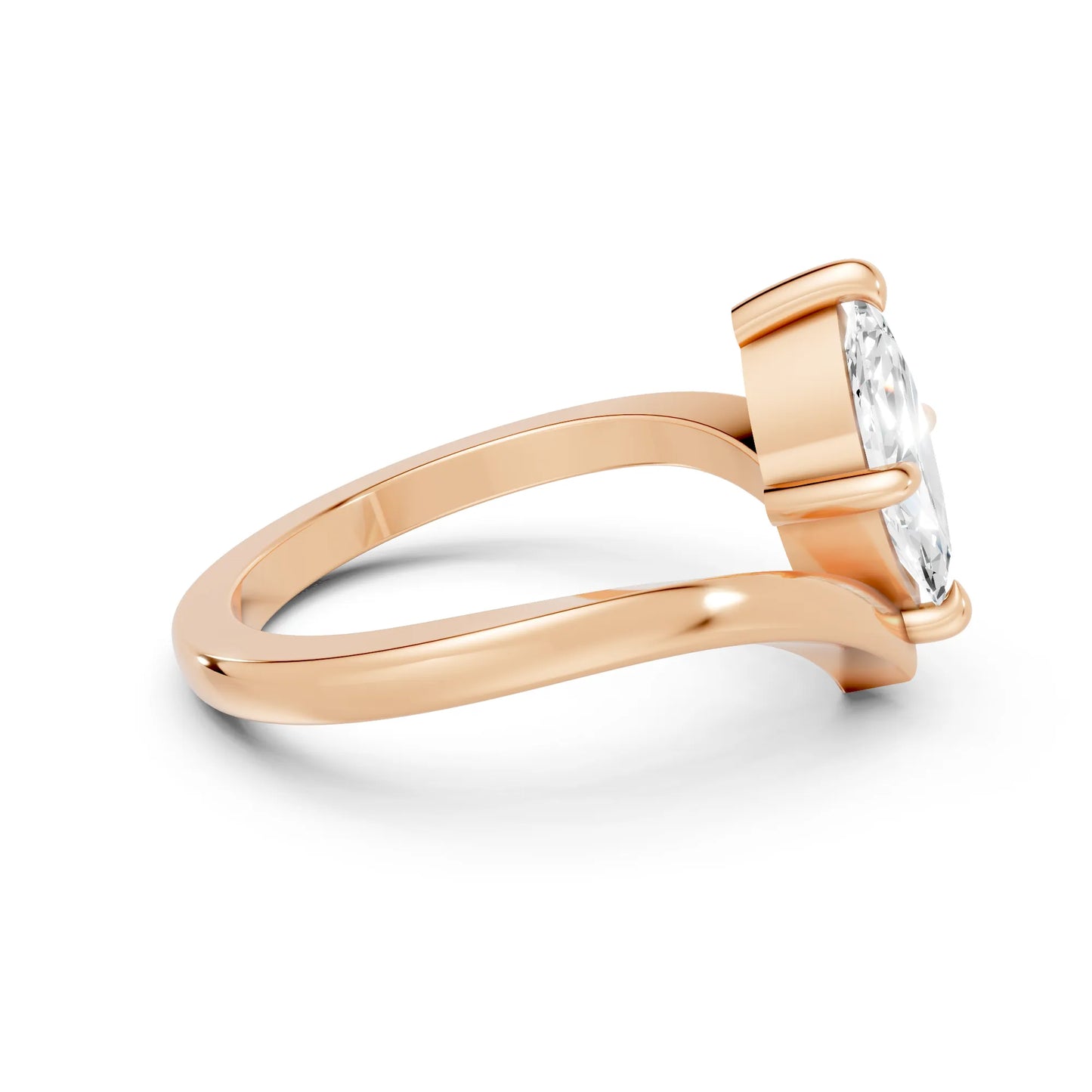 14K Gold Marquise Cut Diamond V Shape Engagement Ring