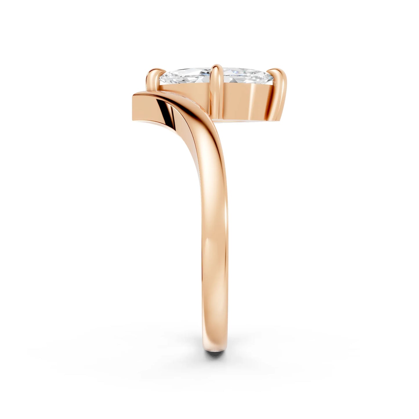 14K Gold Marquise Cut Diamond V Shape Engagement Ring