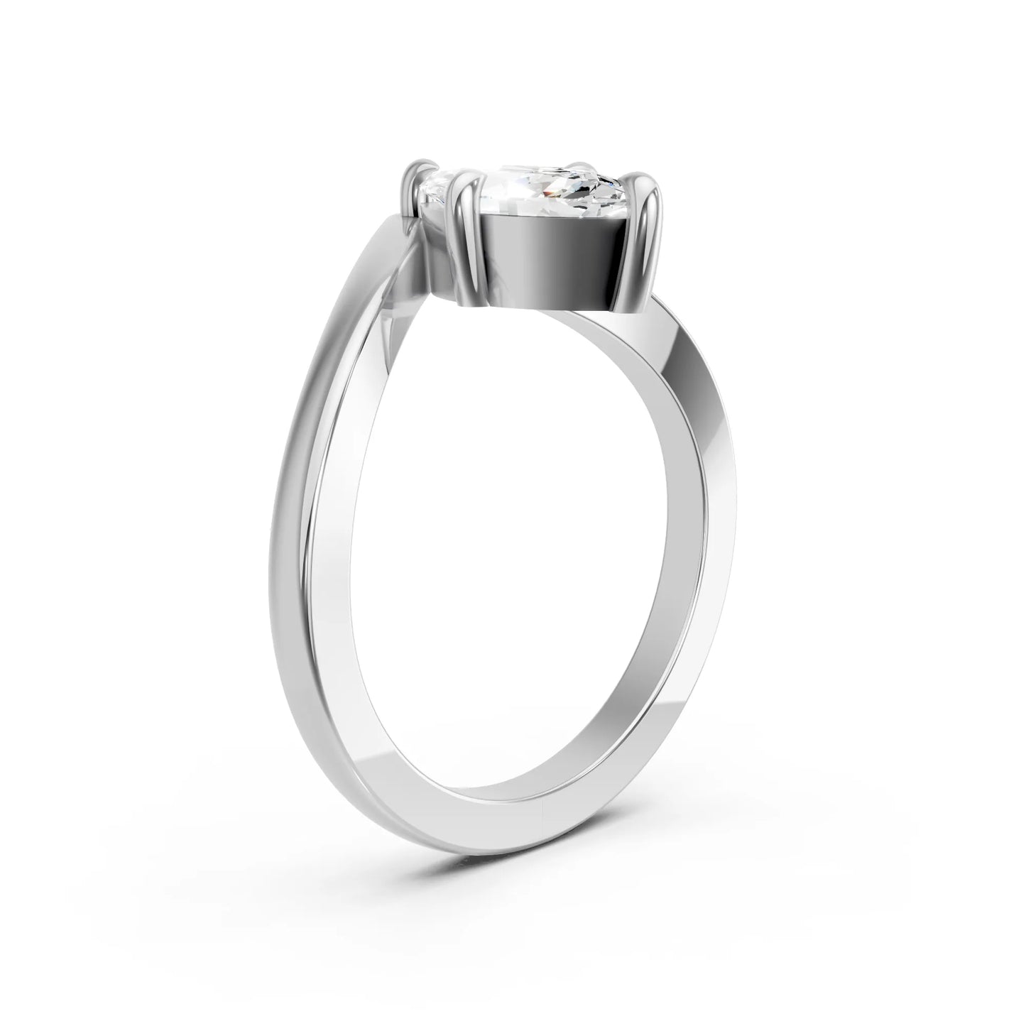 14K Gold Marquise Cut Diamond V Shape Engagement Ring