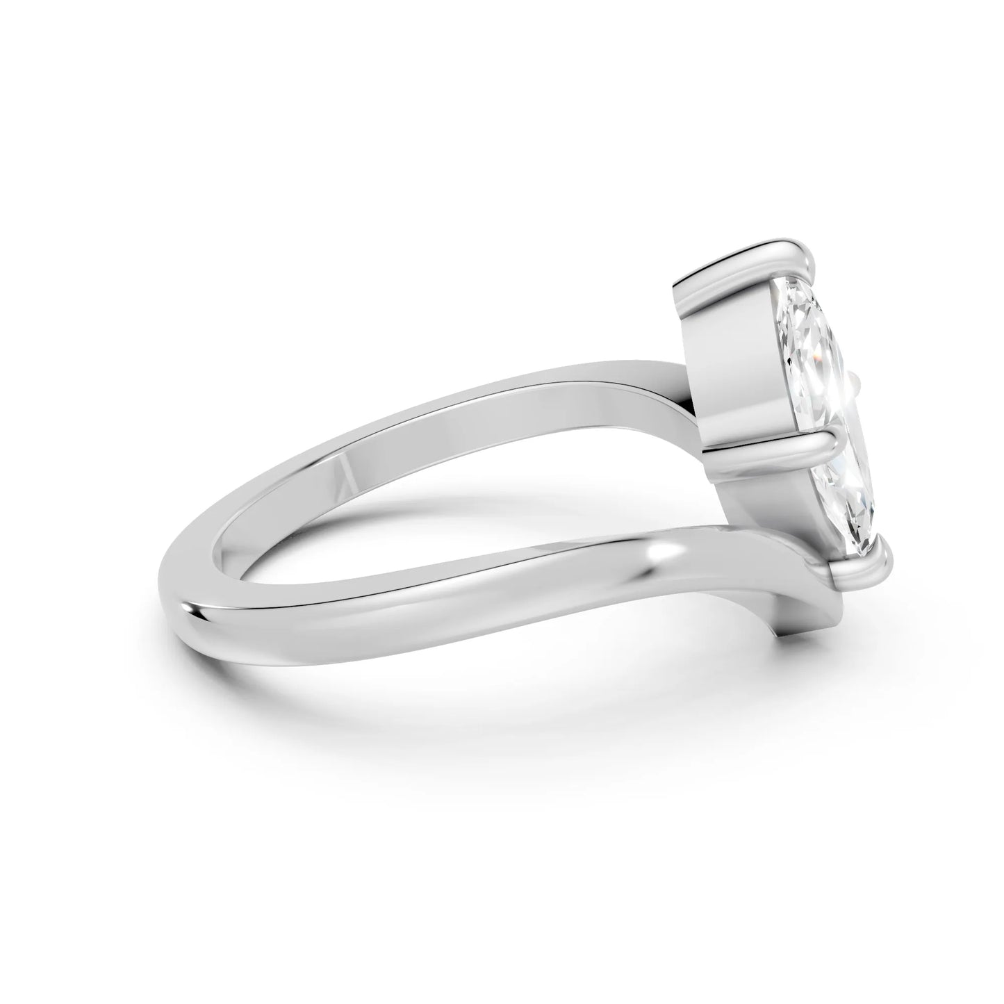 14K Gold Marquise Cut Diamond V Shape Engagement Ring