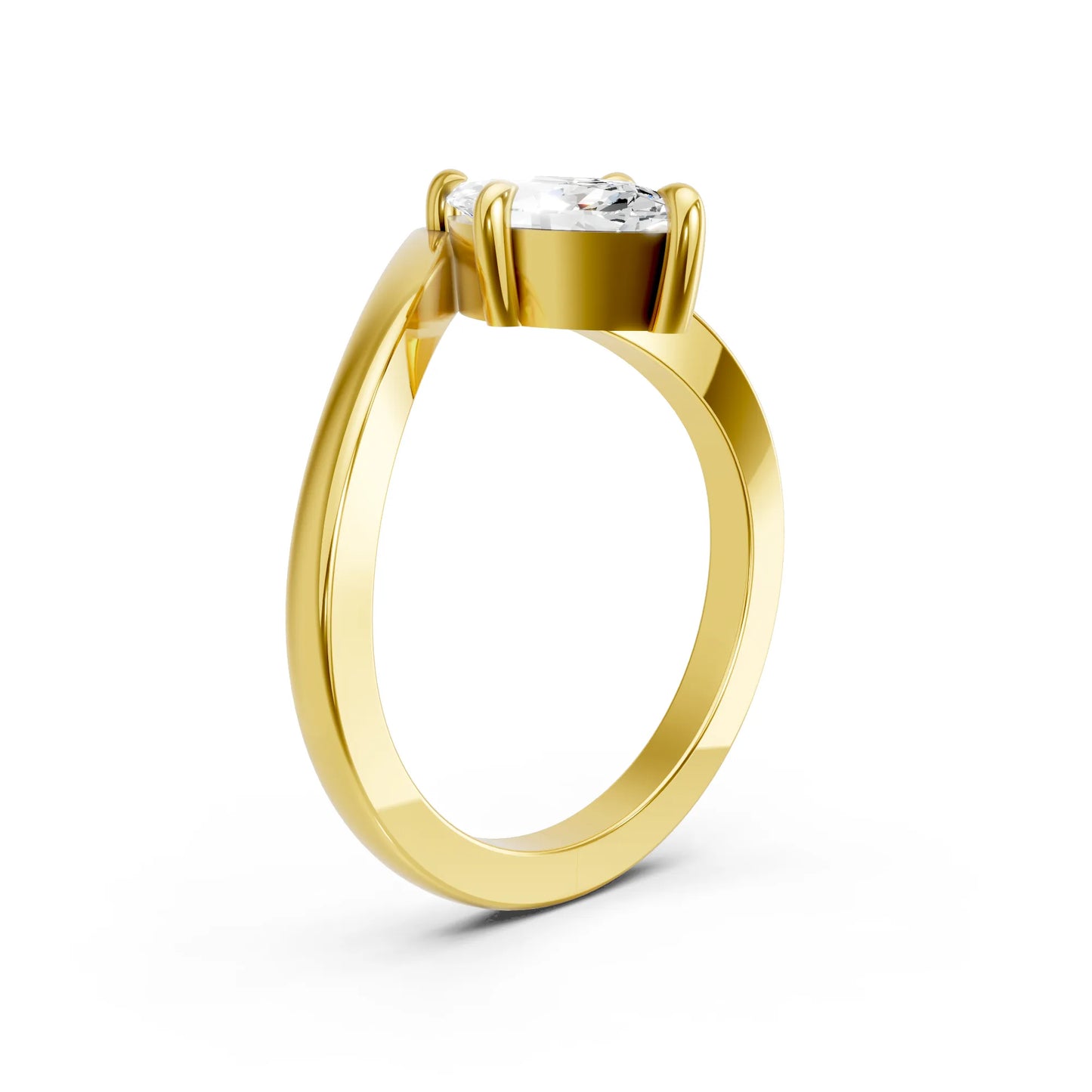 14K Gold Marquise Cut Diamond V Shape Engagement Ring