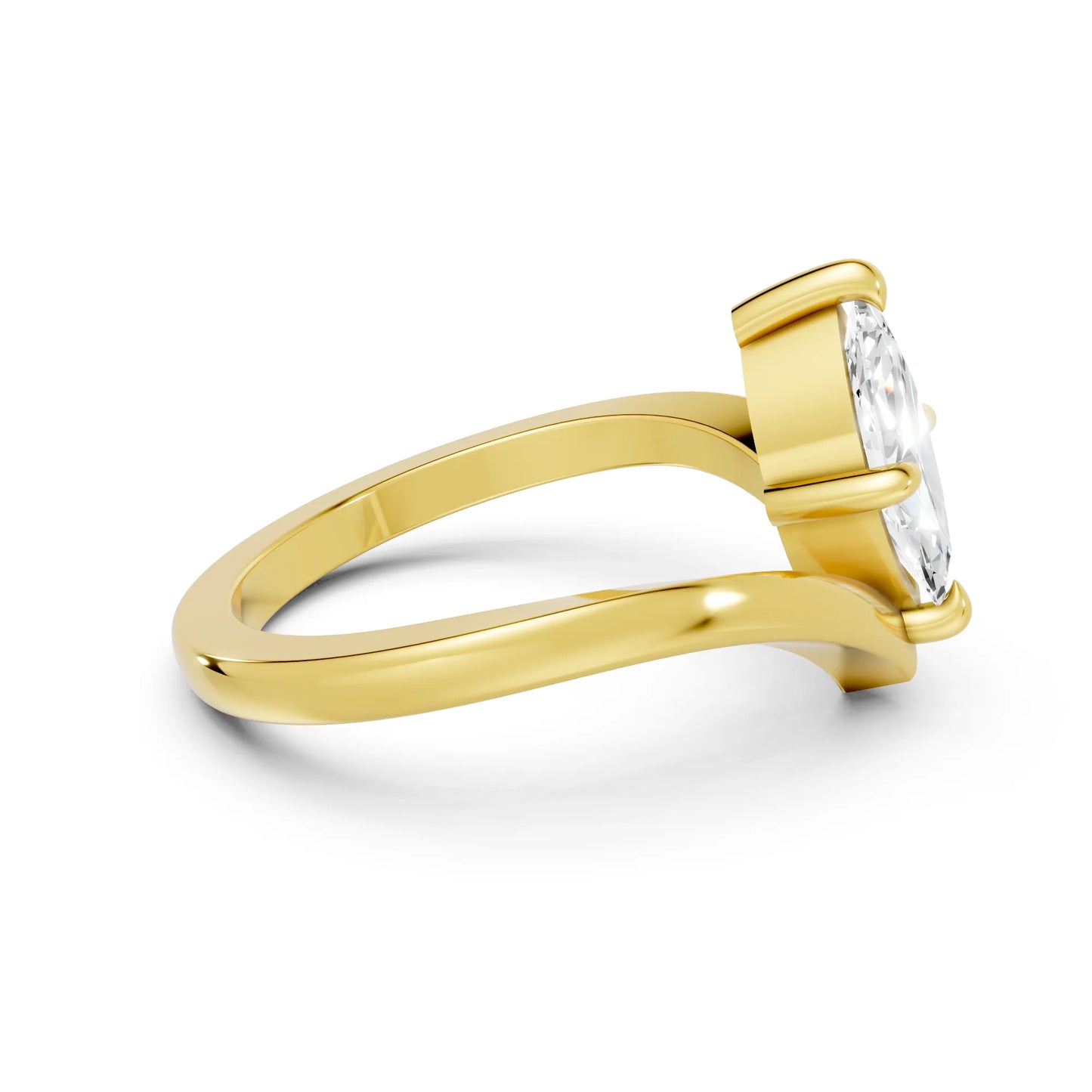14K Gold Marquise Cut Diamond V Shape Engagement Ring