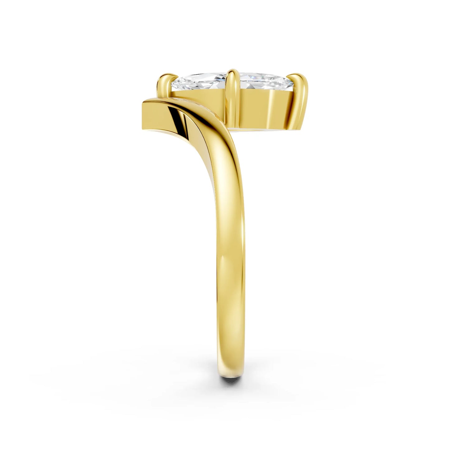 14K Gold Marquise Cut Diamond V Shape Engagement Ring