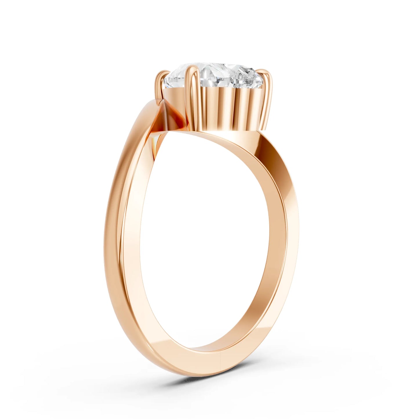 14K Gold Heart Cut Diamond V Shape Engagement Ring